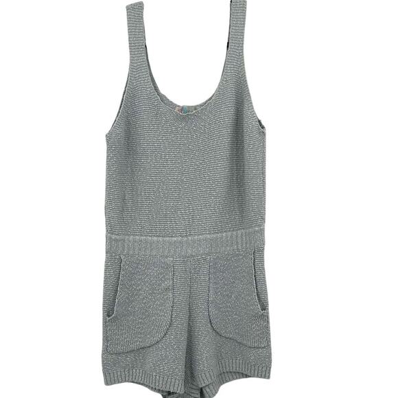 Free People FP Beach Blue Romper 100% Cotton Natural Fibers Size Small - Picture 3 of 6